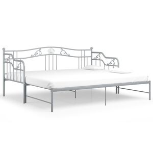 vidaXL Pull-out Sofa Bed Frame without Mattress Grey Metal 90x200 cm