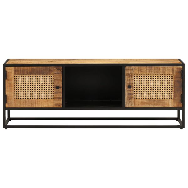 vidaXL TV Cabinet 110x30x40 cm Solid Rough Wood Mango&Iron