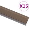 vidaXL Stair Nosings in L-shape 15 pcs Aluminium 90 cm Brown