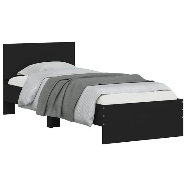 vidaXL Bed Frame without Mattress with Headboard Black 75x190 cm Small Single