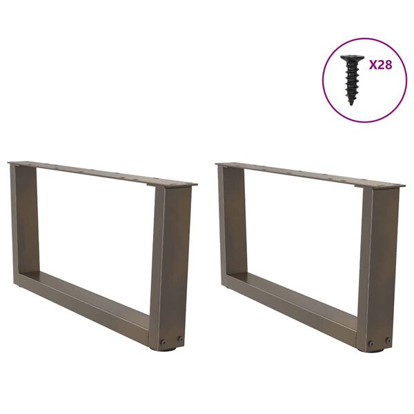 vidaXL Coffee Table Legs V-Shape 2 pcs Natural Steel 70x(30-31.3) cm Steel