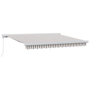 vidaXL Retractable Awning Light Grey and White 350 x 250 cm