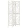 vidaXL Room Divider 3 Panels White Solid Wood Paulownia