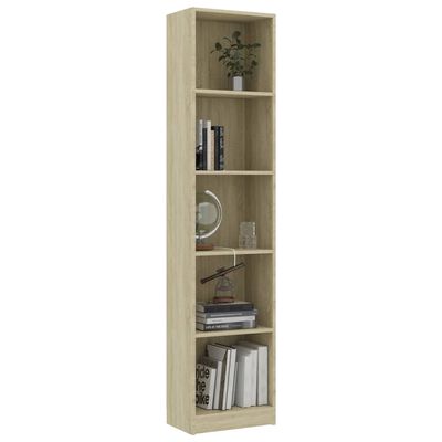 vidaXL 5-Tier Book Cabinet Sonoma Oak 40x24x175 cm Engineered Wood