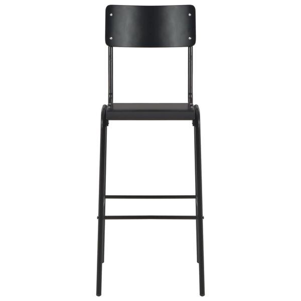vidaXL Bar Chairs 4 pcs Black Solid Plywood Steel