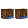 vidaXL Wall-mounted Bedside Cabinets with LED Lights 2 pcs Smoked Oak