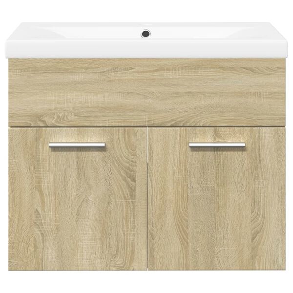vidaXL Bathroom Sink Cabinet with Built-in Basin Sonoma Oak
