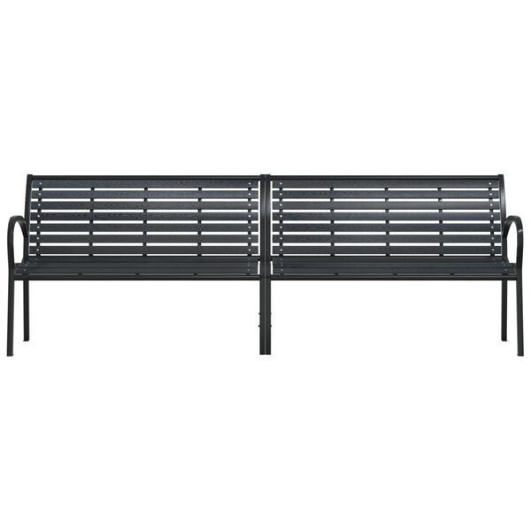 vidaXL Twin Garden Bench Black 231 cm Steel and WPC