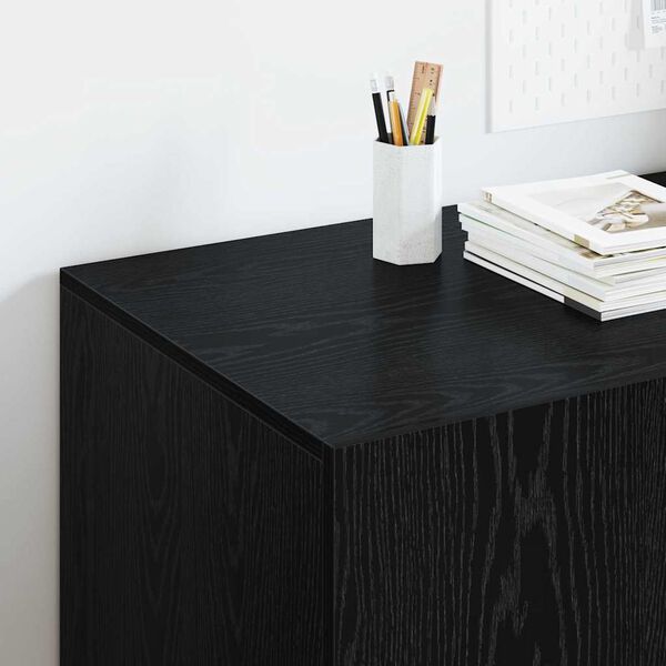 vidaXL Desk with Shelf Black Oak 140 x 50 x 75 cm Engineered Wood