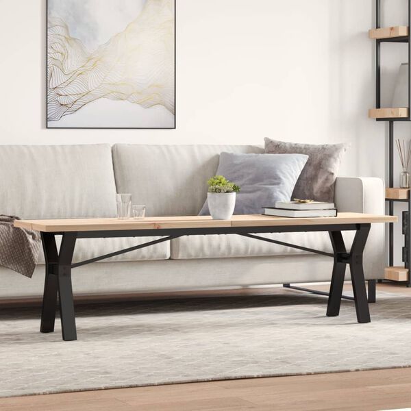 vidaXL Coffee Table Y-Frame 160x40x45.5 cm Solid Wood Pine and Steel