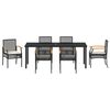 vidaXL Garden Dining Set 7 pcs Black Poly Rattan