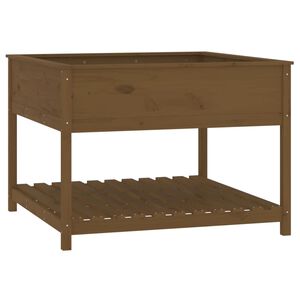 vidaXL Planter with Shelf Honey Brown 111.5x111.5x81 cm Solid Wood Pine