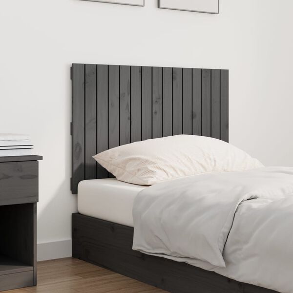 vidaXL Wall Headboard Grey 95.5x3x60 cm Solid Wood Pine