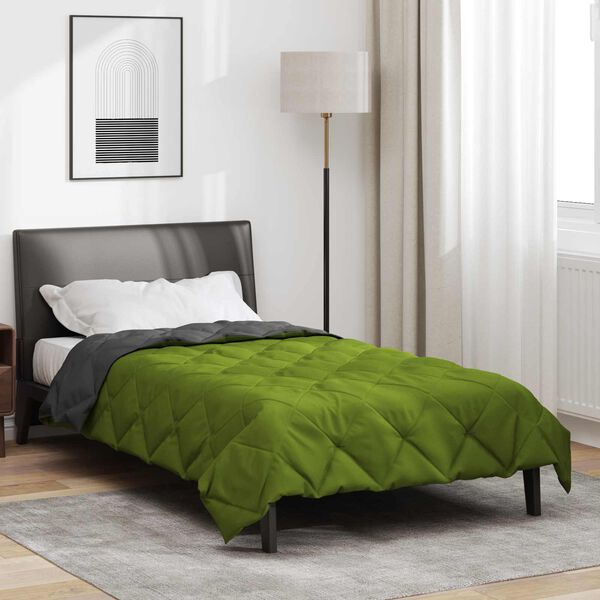 vidaXL Full Year Duvet Green and Anthracite 220 x 155 cm Microfiber