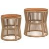 vidaXL Garden Side Tables 2 pcs with Wooden Top Beige Poly Rattan