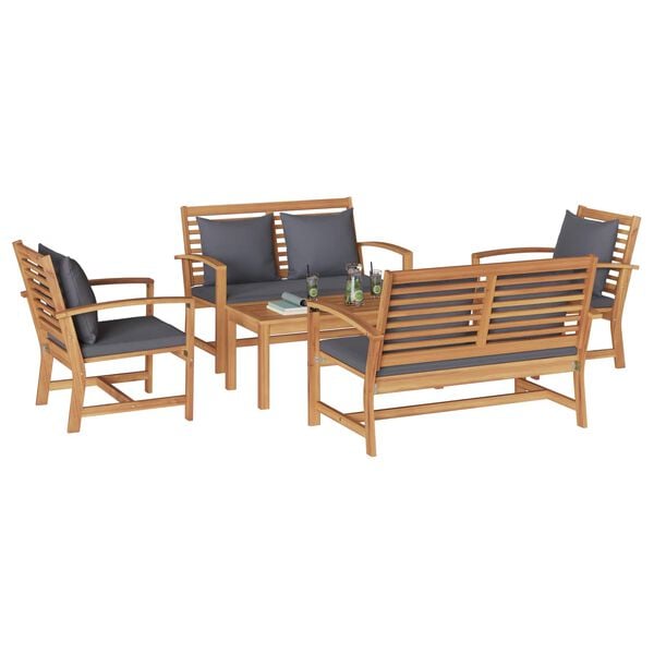 vidaXL Garden Sofa Set 5 pcs Natural Solid Teak Wood
