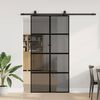 vidaXL Sliding Door with Hardware Set Black 102.5x205 cm Tempered Glass