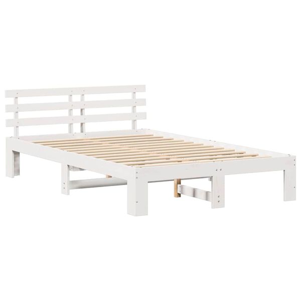 vidaXL Bed Frame with Headboard White 120 x 190 cm Solid Pine Wood
