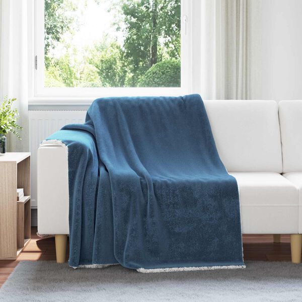 vidaXL Throw Blanket Navy Blue 150 x 200 cm Fleece