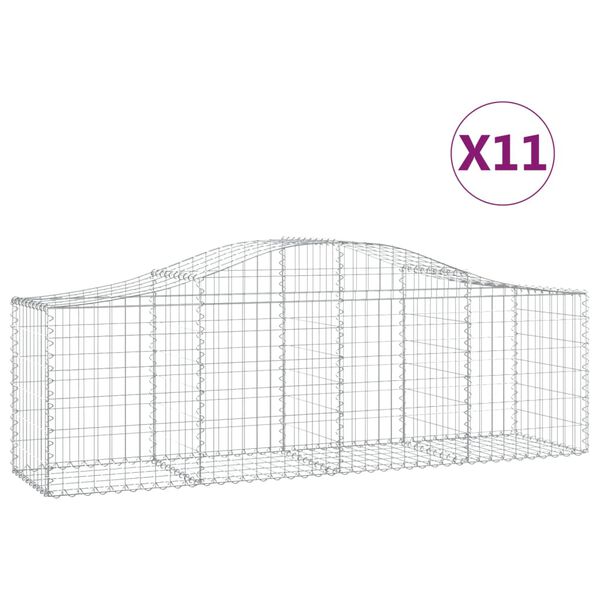vidaXL Arched Gabion Baskets 11 pcs 200x50x60/80 cm Galvanised Iron
