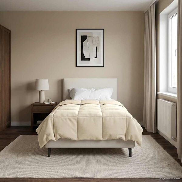 vidaXL Full Year Duvet Quilted Cream 135 x 220 cm Microfiber