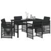 vidaXL Garden Dining Set 5 pcs Black Poly Rattan