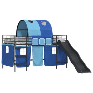 vidaXL Kids'Loft Bed Frame Black and Blue 100 x 200 cm Metal
