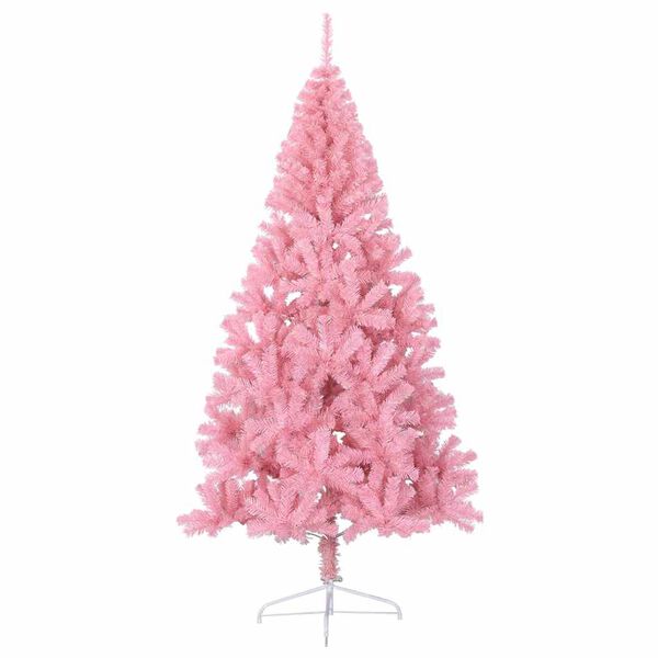 vidaXL Artificial Pre-lit Christmas Tree with 300 LEDs Pink 210 cm PVC