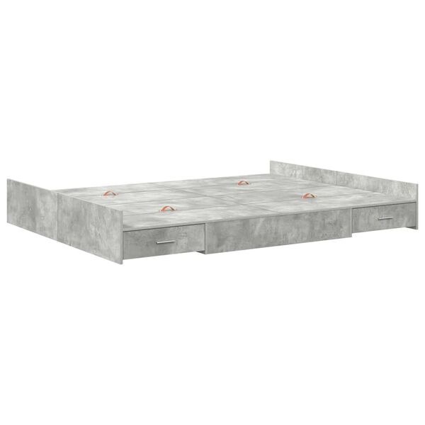 vidaXL Storage Bed Frame Concrete Grey 140 x 190 cm Engineered Wood