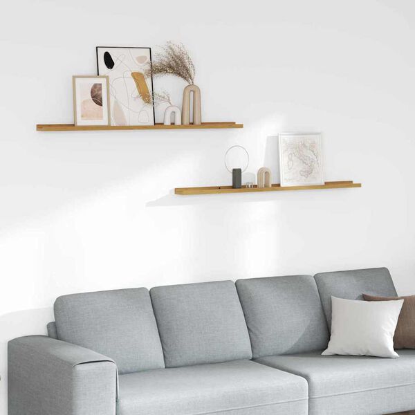 vidaXL Wall Shelf 2 pcs Beige 115 x 9 x 3 cm Engineered Wood