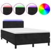 vidaXL Box Spring Bed with Mattress&LED Black 120x200cm Velvet
