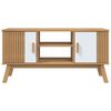 vidaXL TV Cabinet OLDEN White and Brown 114x43x57 cm Solid Wood Pine