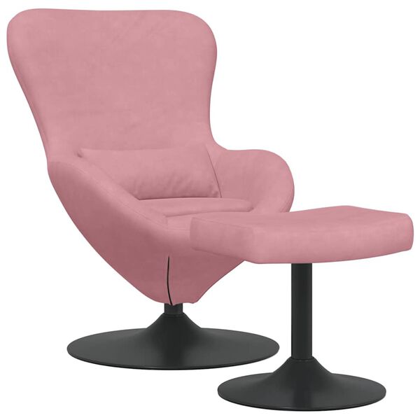 vidaXL Egg Chair with Footstool Pink 63 x 73 x 90 cm Velvet