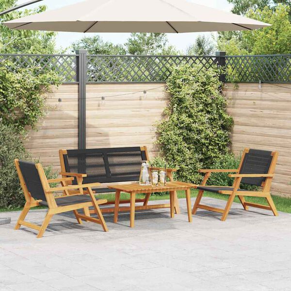 vidaXL Garden Chairs with Table 4 pcs Black Solid Acacia wood