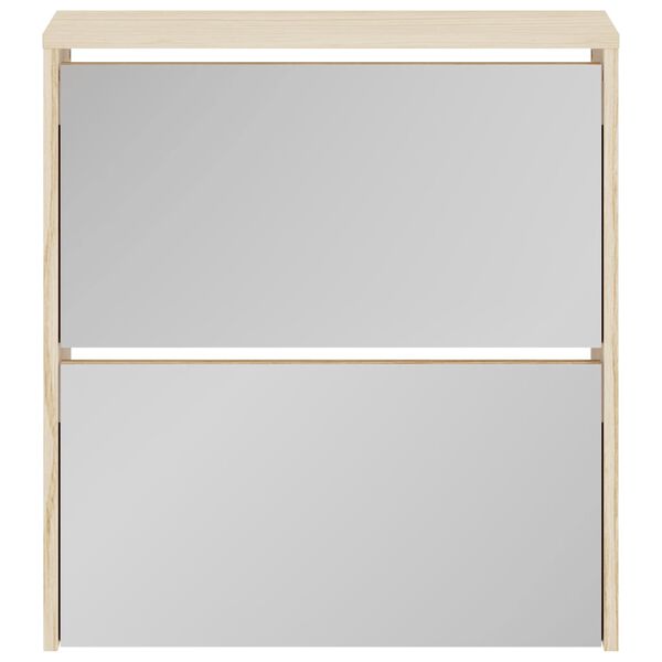 vidaXL Shoe Cabinet 2-Layer Mirror Oak 63x17x67 cm
