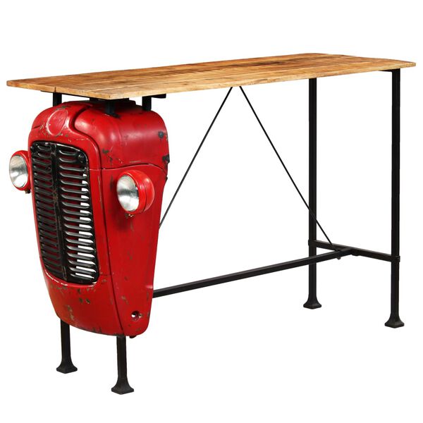 vidaXL Tractor Bar Table Solid Mango Wood Red 60x150x107 cm