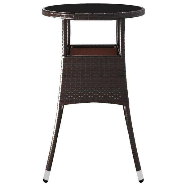 vidaXL Garden Table Ø60x75 cm Tempered Glass and Poly Rattan Brown