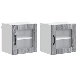 vidaXL Wall Glass Cabinet LUCCA 2 pcs Grey Sonoma 40 x 31 x 40 cm