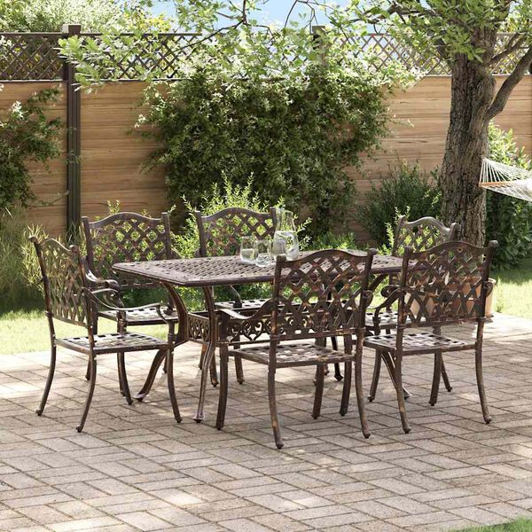 vidaXL Garden Dining Set 7 pcs Bronze Aluminium