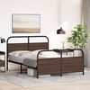 vidaXL Metal Bed Frame without Mattress Brown Oak 140x190 cm