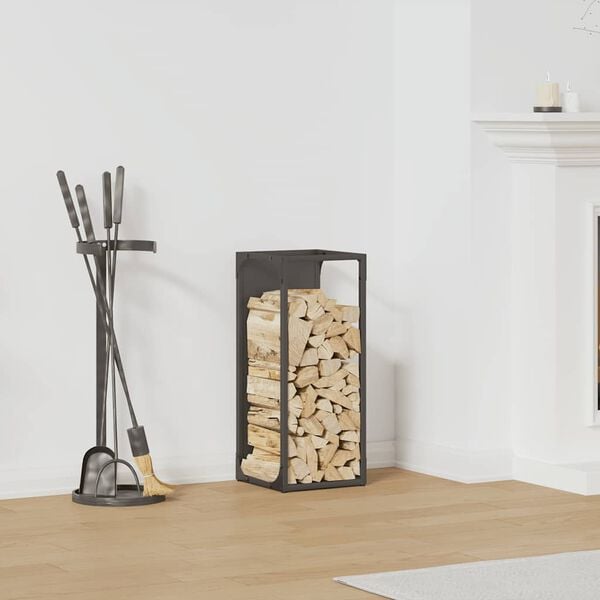 vidaXL Firewood Rack Black 25x25x60 cm Cold-rolled steel