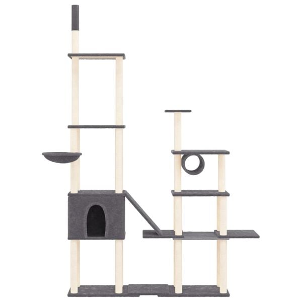 vidaXL Cat Tree with Sisal Scratching Posts Dark Grey 279 cm