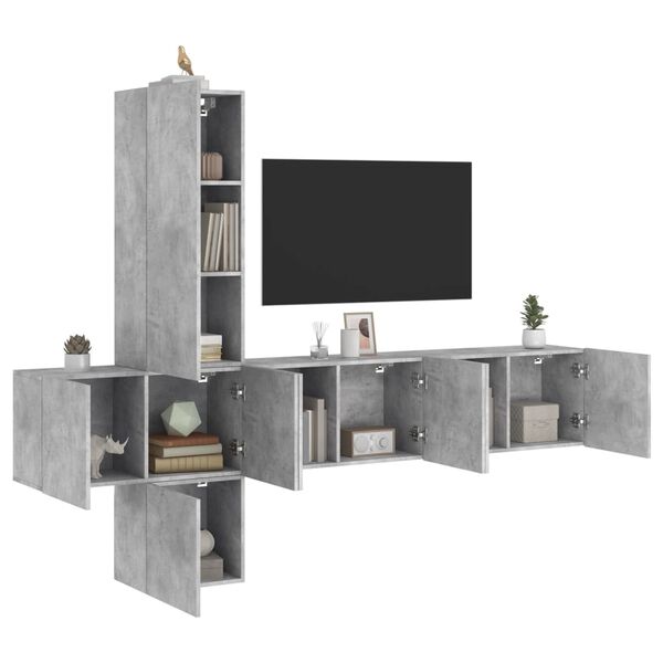 vidaXL 5 Piece TV Wall Units Concrete Grey Engineered Wood