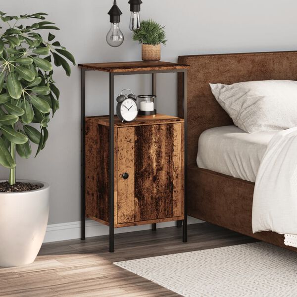 vidaXL Bedside Cabinet Old Wood 41x31x80 cm Engineered Wood