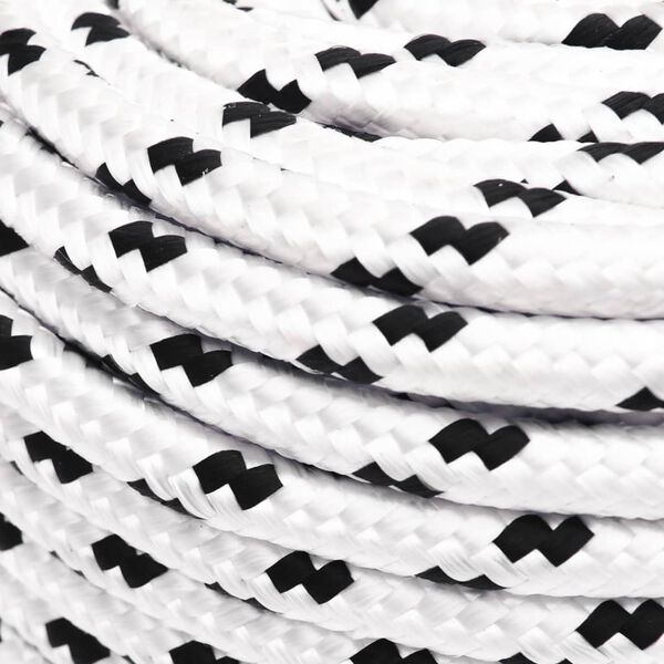 vidaXL Braided Boat Rope White 8 mmx25 m Polyester