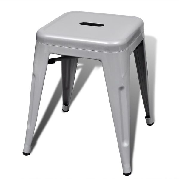 vidaXL Stacking Stools 2 pcs Grey Metal