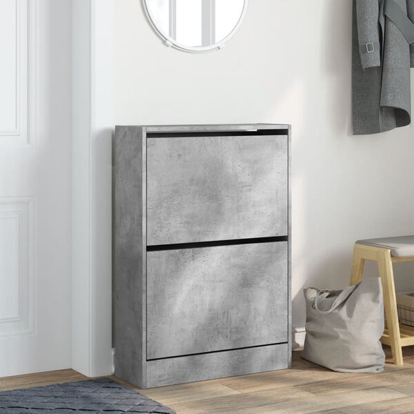 vidaXL Shoe Cabinet Concrete Grey 60x21x87.5 cm Engineered Wood