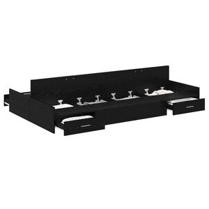 vidaXL Storage Bed Frame Black Oak 120 x 190 cm Engineered Wood