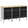 vidaXL Work Cabinet with Drawer 3 pcs Black and Grey 75 x 45 x 85 cm
