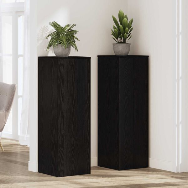 vidaXL Plant Stand Black Oak 33 x 33 x 100 cm Engineered wood